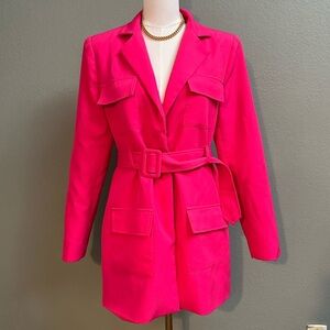 Y2K Style Lioness Vibrant Pink Belted Blazer Dress